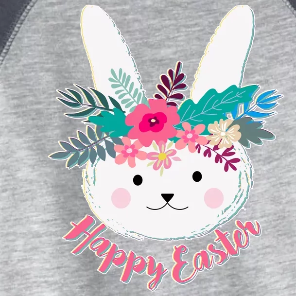 Happy Easter Flower Bunny Toddler Fine Jersey T-Shirt