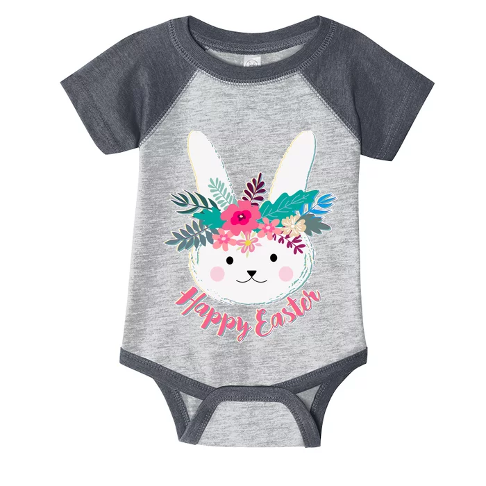 Happy Easter Flower Bunny Infant Baby Jersey Bodysuit