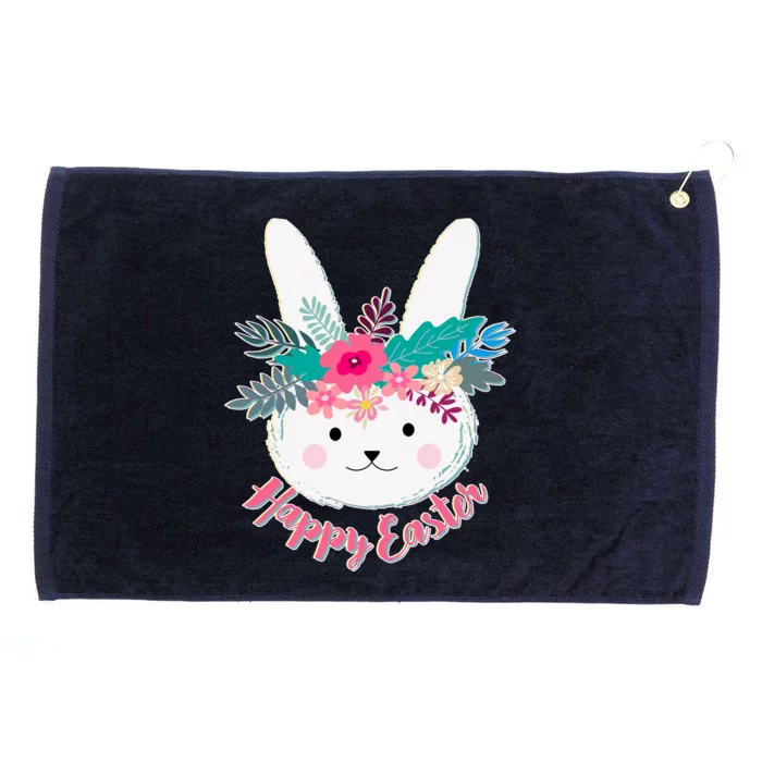 Happy Easter Flower Bunny Grommeted Golf Towel