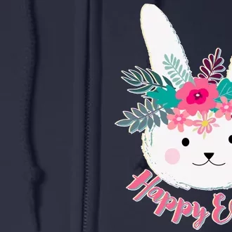 Happy Easter Flower Bunny Full Zip Hoodie