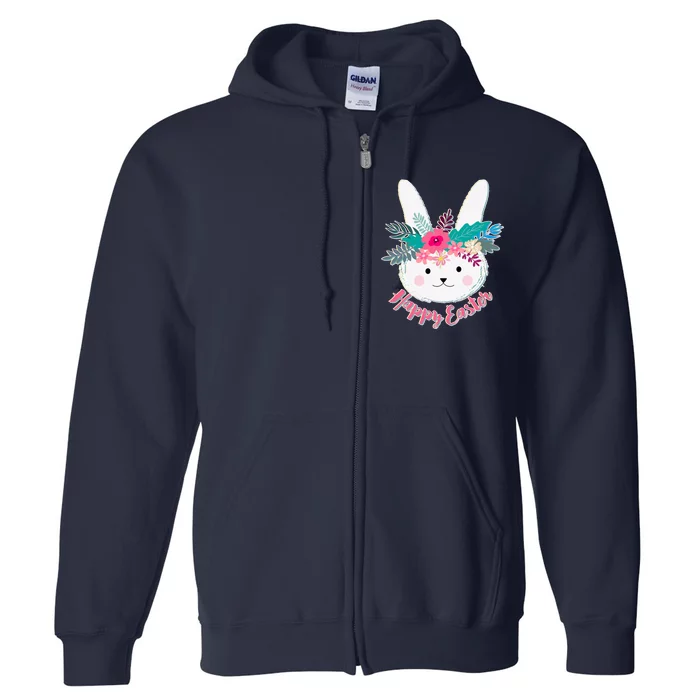 Happy Easter Flower Bunny Full Zip Hoodie