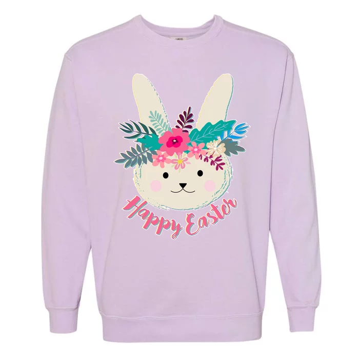 Happy Easter Flower Bunny Garment-Dyed Sweatshirt