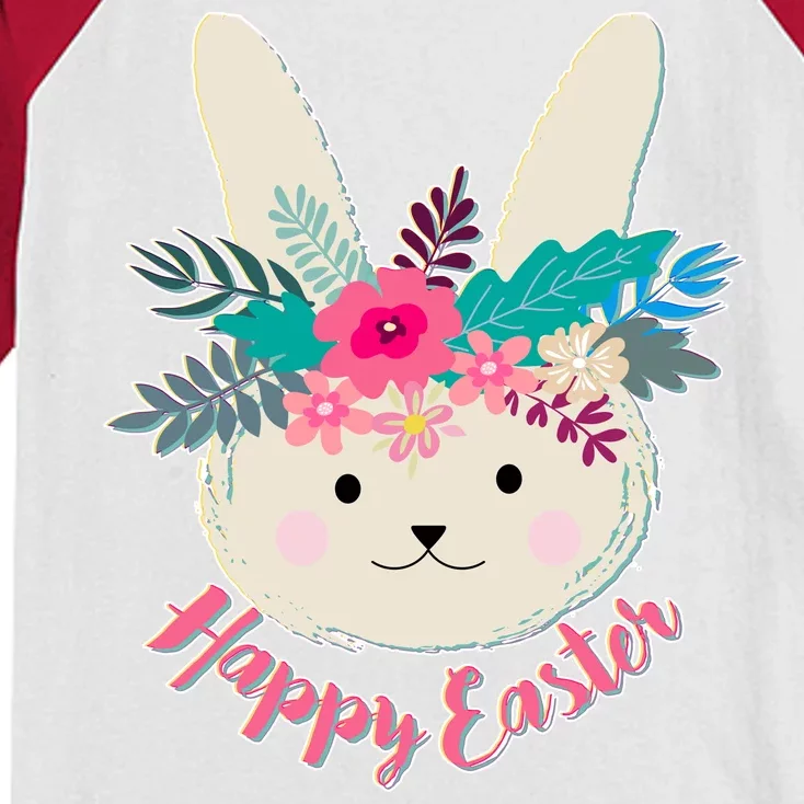 Happy Easter Flower Bunny Kids Colorblock Raglan Jersey