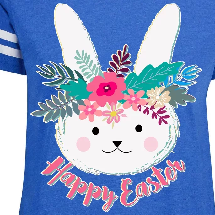 Happy Easter Flower Bunny Enza Ladies Jersey Football T-Shirt