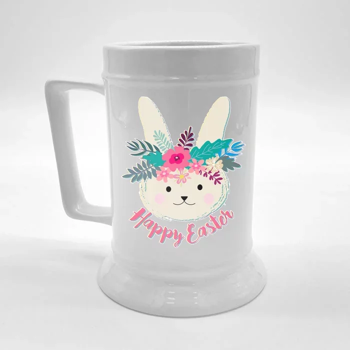 Happy Easter Flower Bunny Front & Back Beer Stein