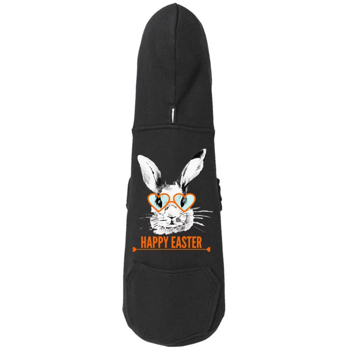 Happy Easter Hipster Bunny Rabbit Doggie 3-End Fleece Hoodie