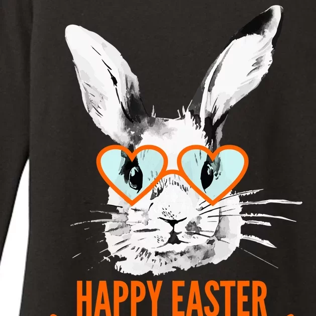 Happy Easter Hipster Bunny Rabbit Womens CVC Long Sleeve Shirt