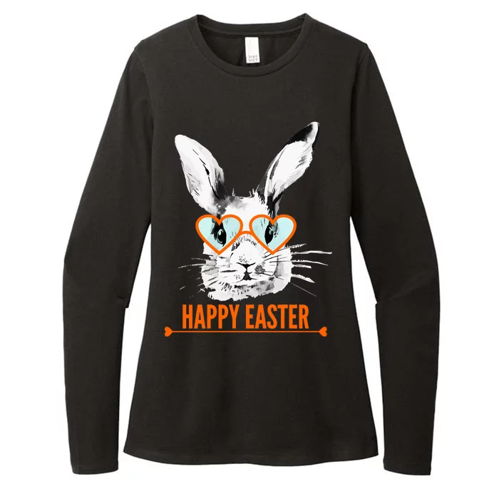 Happy Easter Hipster Bunny Rabbit Womens CVC Long Sleeve Shirt