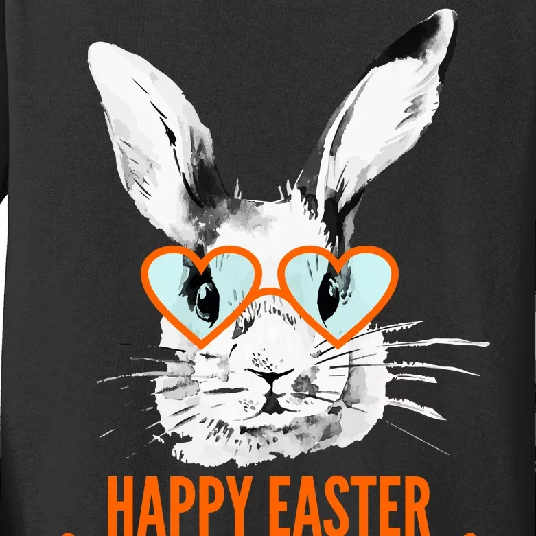 Happy Easter Hipster Bunny Rabbit Kids Long Sleeve Shirt