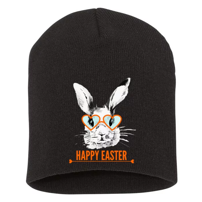 Happy Easter Hipster Bunny Rabbit Short Acrylic Beanie