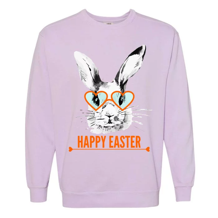 Happy Easter Hipster Bunny Rabbit Garment-Dyed Sweatshirt