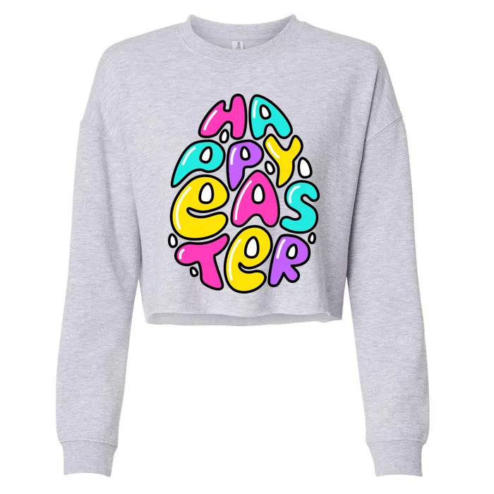 Happy Easter Pastel Egg Cropped Pullover Crew