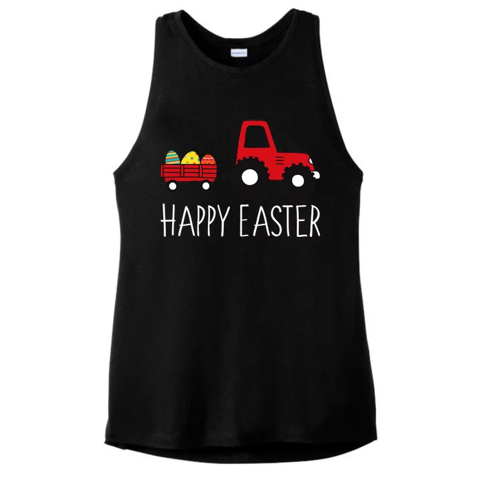 Happy Easter Truck Ladies Tri-Blend Wicking Tank