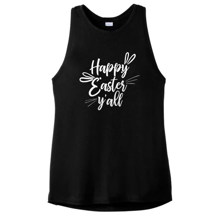 Happy Easter Y'all Bunny Ears Ladies Tri-Blend Wicking Tank