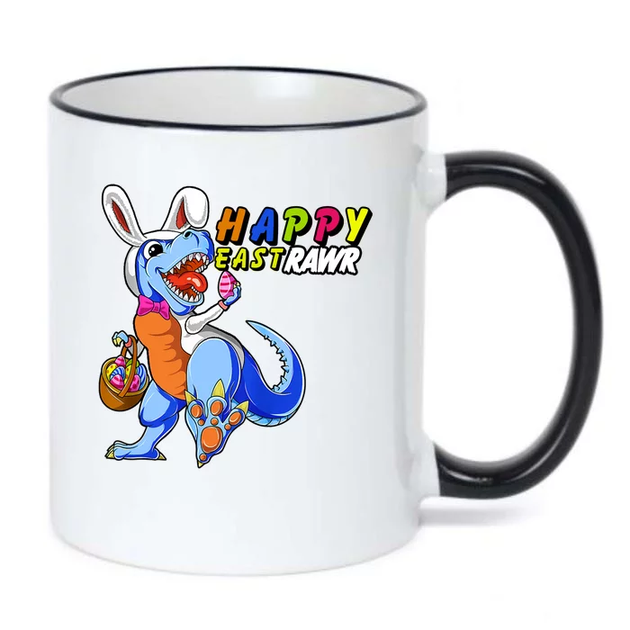 Happy EastRawar T-Rex Dino Easter Eggs Black Color Changing Mug