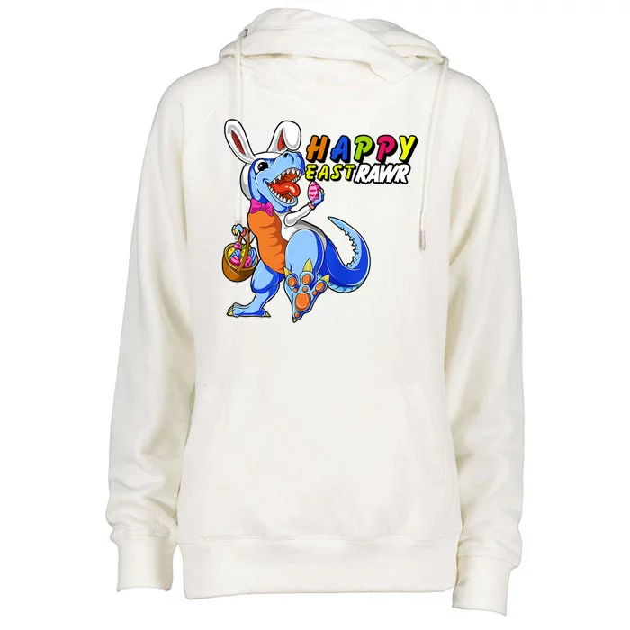 Happy EastRawar T-Rex Dino Easter Eggs Womens Funnel Neck Pullover Hood