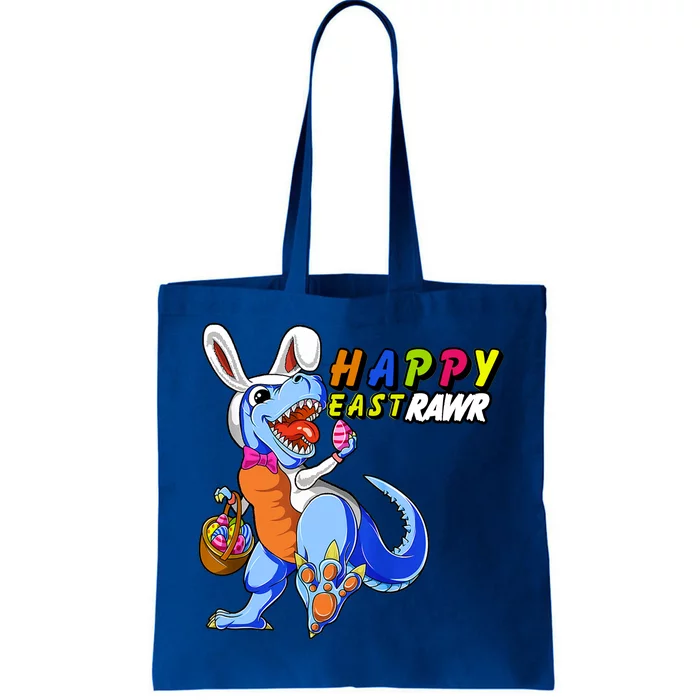 Happy EastRawar T-Rex Dino Easter Eggs Tote Bag