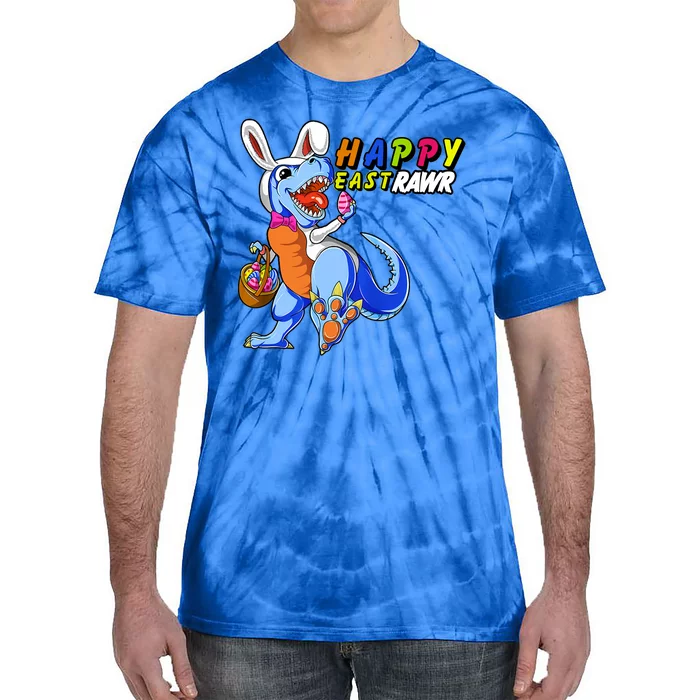 Happy EastRawar T-Rex Dino Easter Eggs Tie-Dye T-Shirt