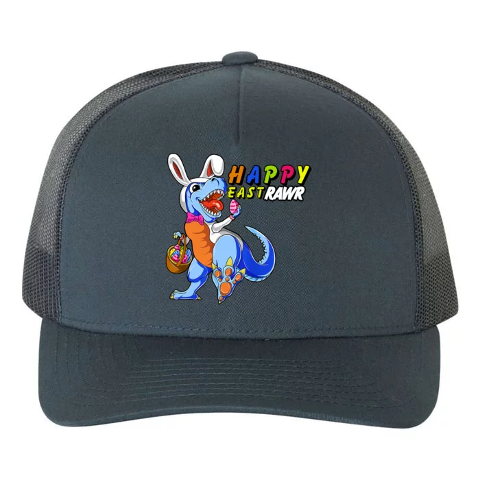 Happy EastRawar T-Rex Dino Easter Eggs Yupoong Adult 5-Panel Trucker Hat