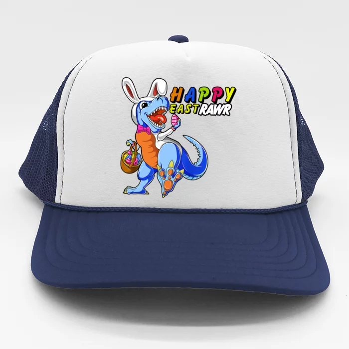 Happy EastRawar T-Rex Dino Easter Eggs Trucker Hat