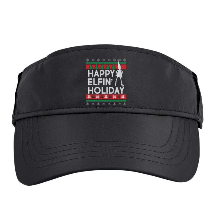 Happy Elfin' Holiday Ugly Christmas Adult Drive Performance Visor