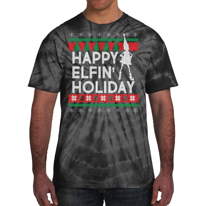 Happy Elfin' Holiday Ugly Christmas Tie-Dye T-Shirt