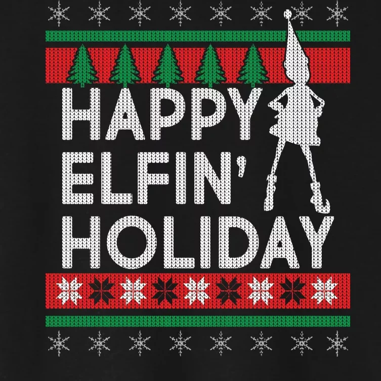 Happy Elfin' Holiday Ugly Christmas Women's Crop Top Tee