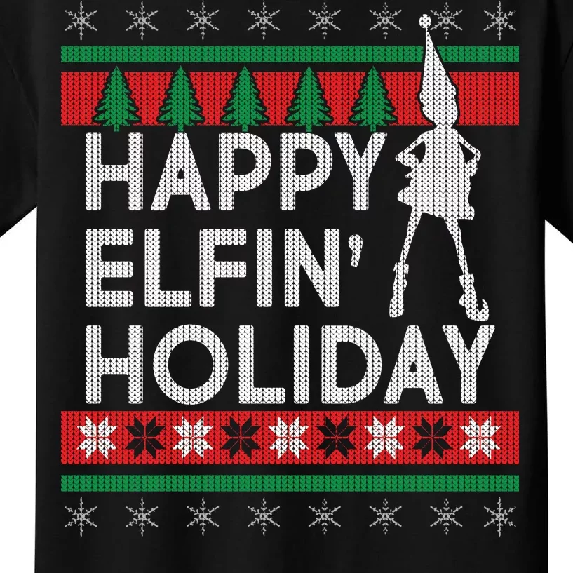 Happy Elfin' Holiday Ugly Christmas Kids T-Shirt