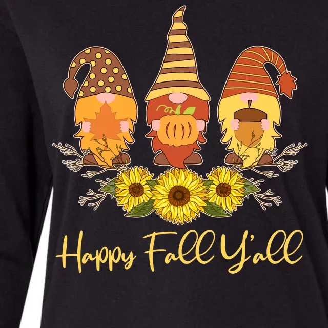 Happy Fall Y'all Cute Autumn Gnomes Womens Cotton Relaxed Long Sleeve T-Shirt