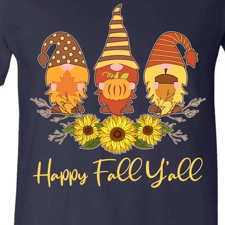 Happy Fall Y'all Cute Autumn Gnomes V-Neck T-Shirt