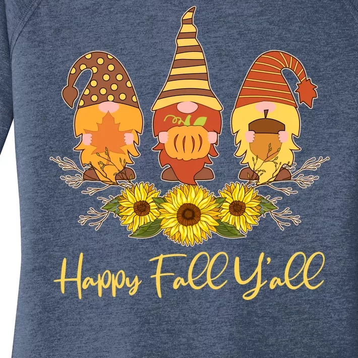 Happy Fall Y'all Cute Autumn Gnomes Women's Perfect Tri Tunic Long Sleeve Shirt