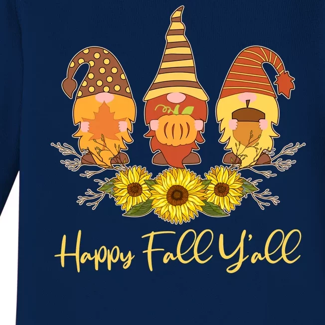 Happy Fall Y'all Cute Autumn Gnomes Baby Long Sleeve Bodysuit