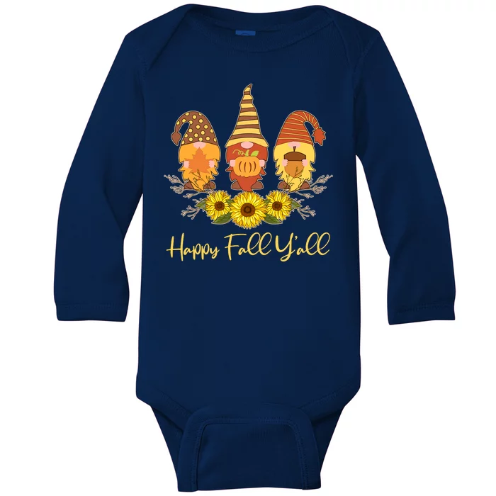 Happy Fall Y'all Cute Autumn Gnomes Baby Long Sleeve Bodysuit