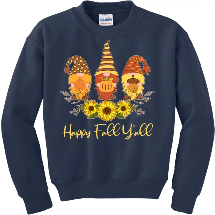 Happy Fall Y'all Cute Autumn Gnomes Kids Sweatshirt