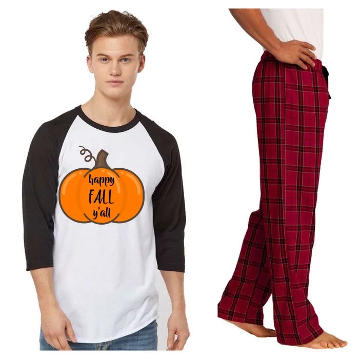 Happy Fall Y'all Pumpkin Raglan Sleeve Pajama Set