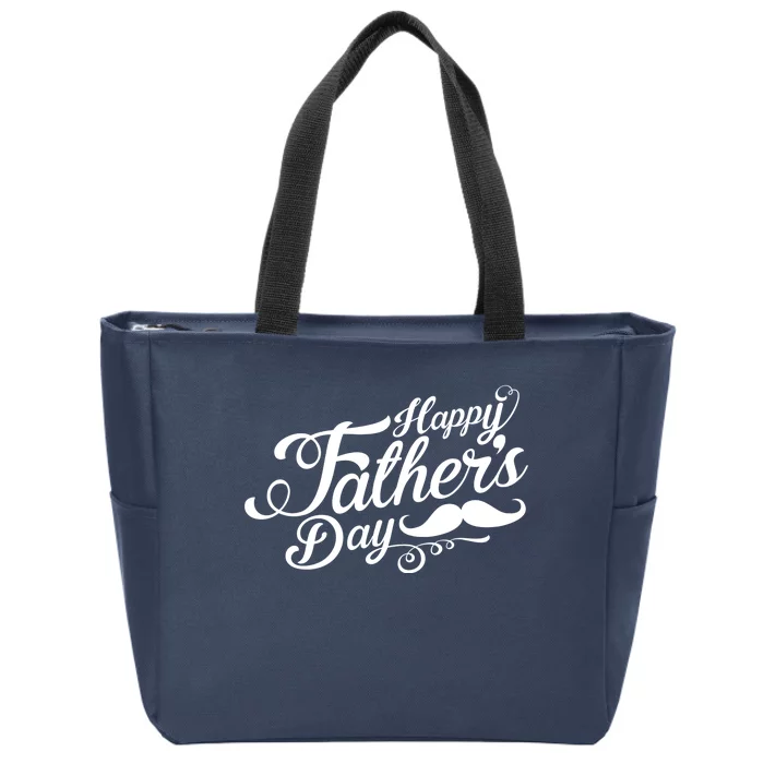 Happy Father's Day Fancy Mustache Zip Tote Bag