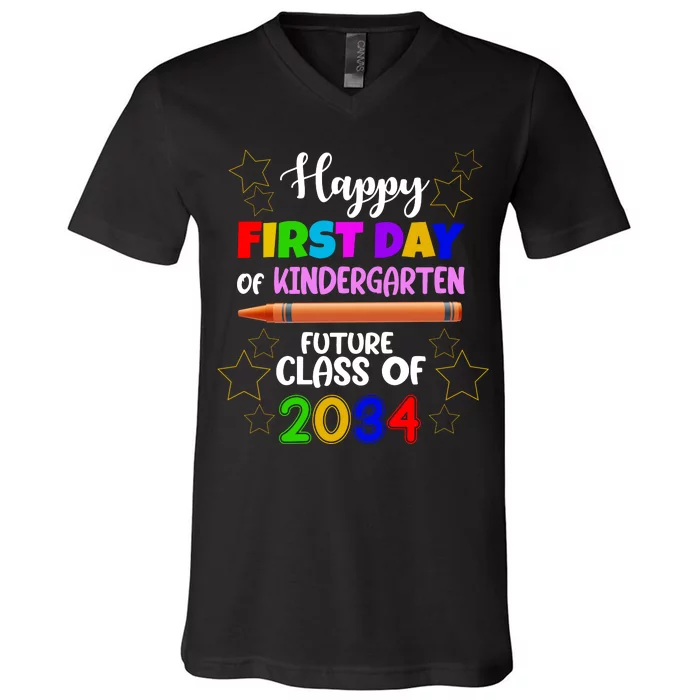 Happy First Day Of Kindergarten Future Class Of 2034 V-Neck T-Shirt