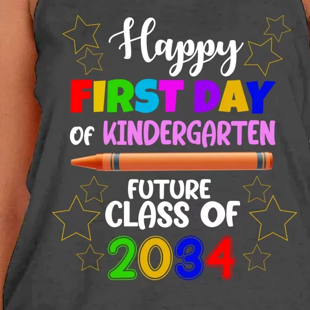 Happy First Day Of Kindergarten Future Class Of 2034 Women's Knotted Racerback Tank