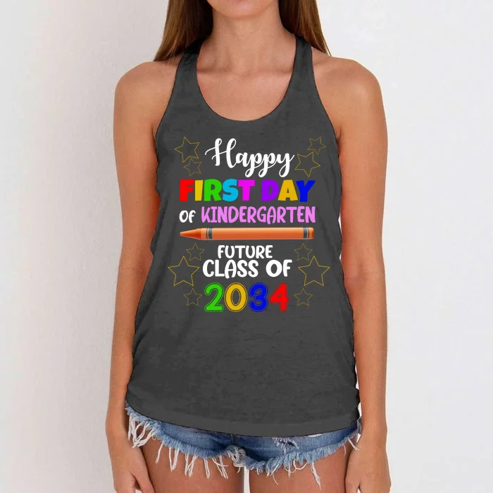 Happy First Day Of Kindergarten Future Class Of 2034 Women's Knotted Racerback Tank