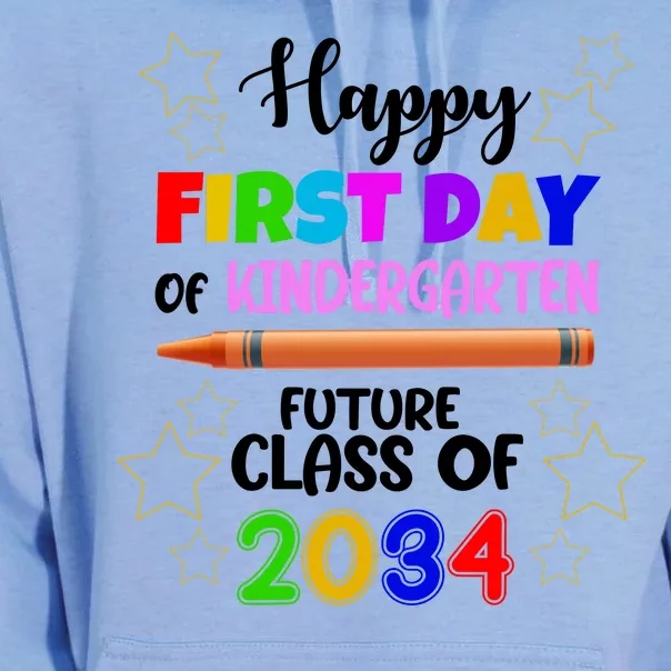 Happy First Day Of Kindergarten Future Class Of 2034 Unisex Surf Hoodie