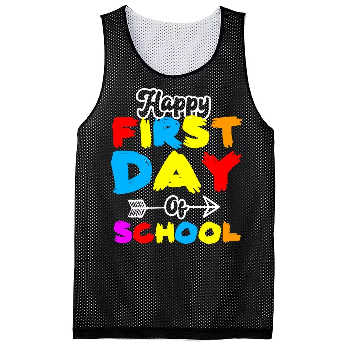 Happy First Day Of School Funny Back To School Mesh Reversible Basketball Jersey Tank