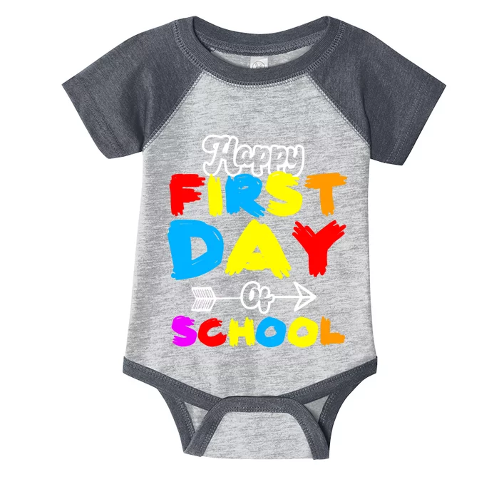 Happy First Day Of School Funny Back To School Infant Baby Jersey Bodysuit