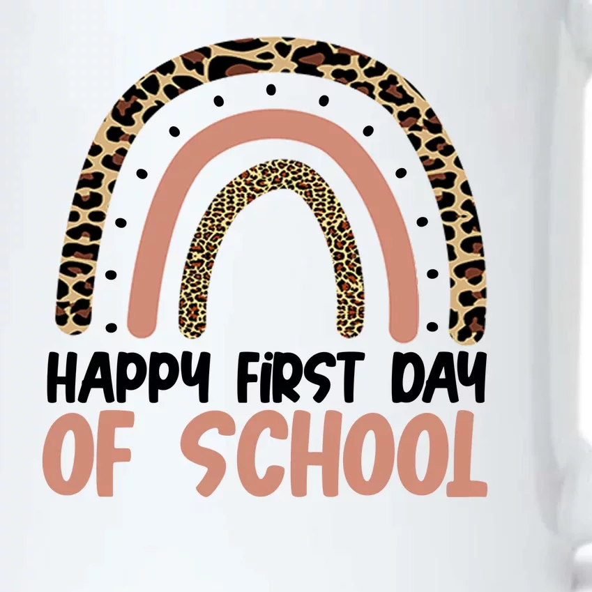 Happy First Day Of School Leopard Rainbow Black Color Changing Mug