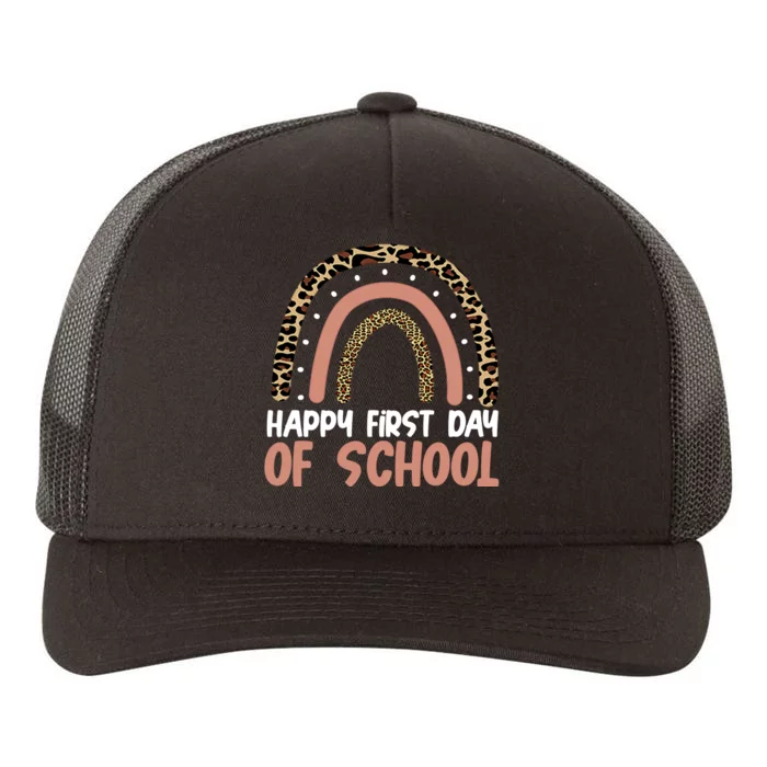 Happy First Day Of School Leopard Rainbow Yupoong Adult 5-Panel Trucker Hat