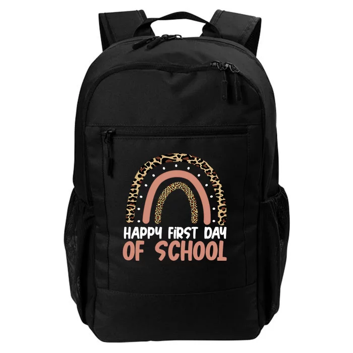 Happy First Day Of School Leopard Rainbow Daily Commute Backpack