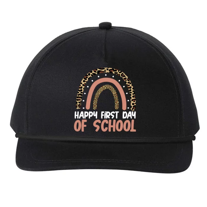 Happy First Day Of School Leopard Rainbow Snapback Five-Panel Rope Hat