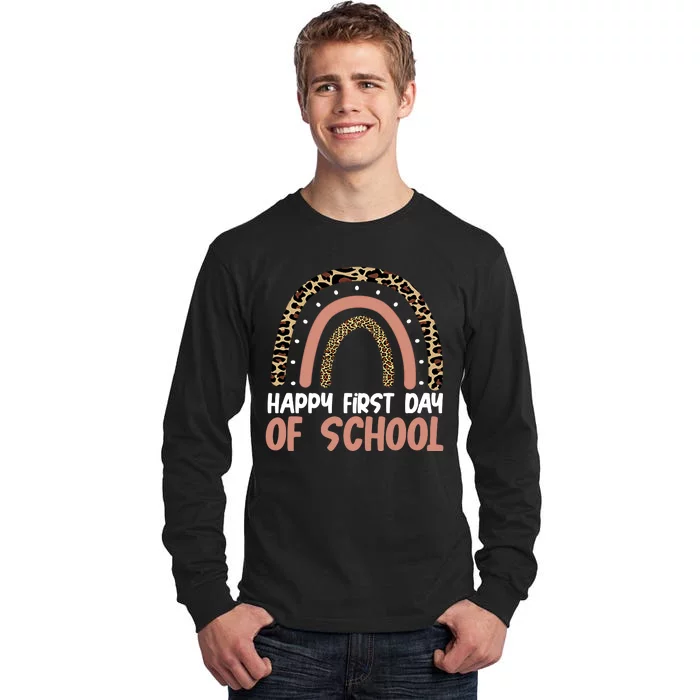 Happy First Day Of School Leopard Rainbow Tall Long Sleeve T-Shirt