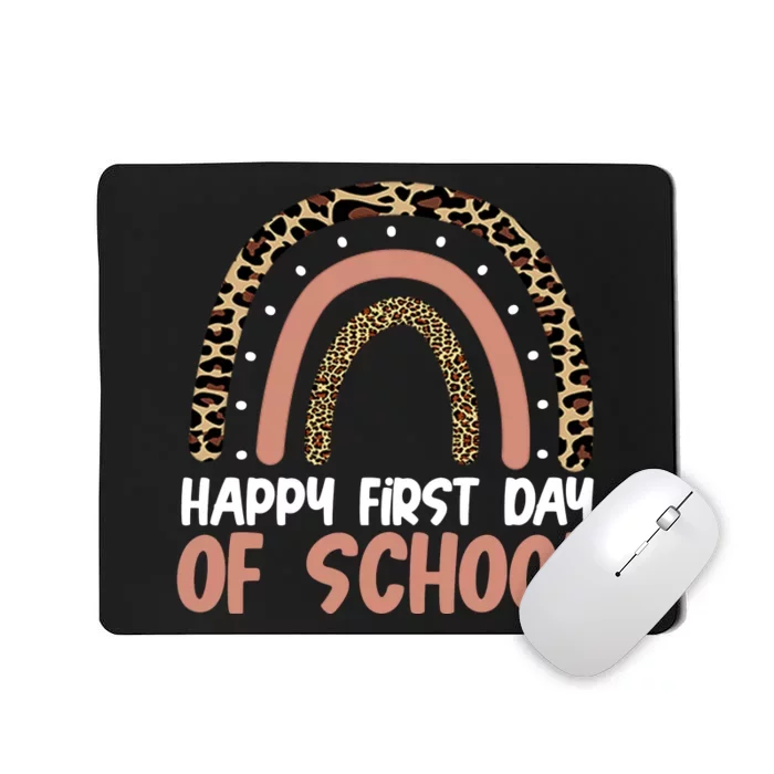 Happy First Day Of School Leopard Rainbow Mousepad