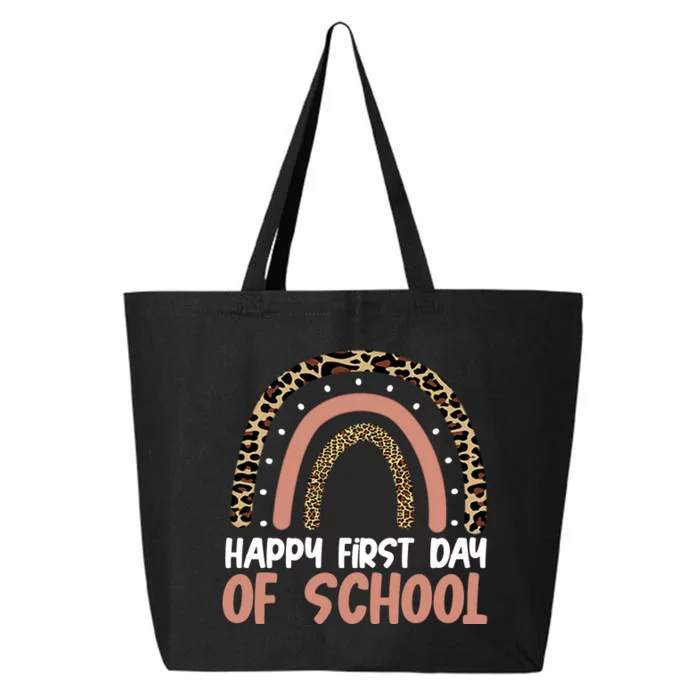 Happy First Day Of School Leopard Rainbow 25L Jumbo Tote