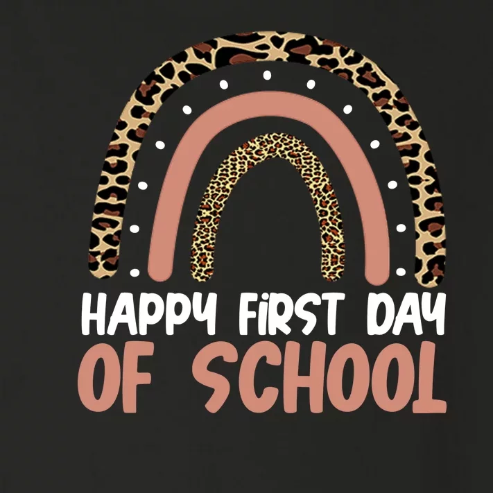 Happy First Day Of School Leopard Rainbow Toddler Long Sleeve Shirt